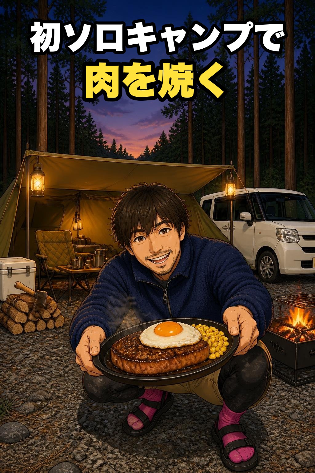 初ソロキャンプは道志の森。パップテントで肉を焼いた一部始終