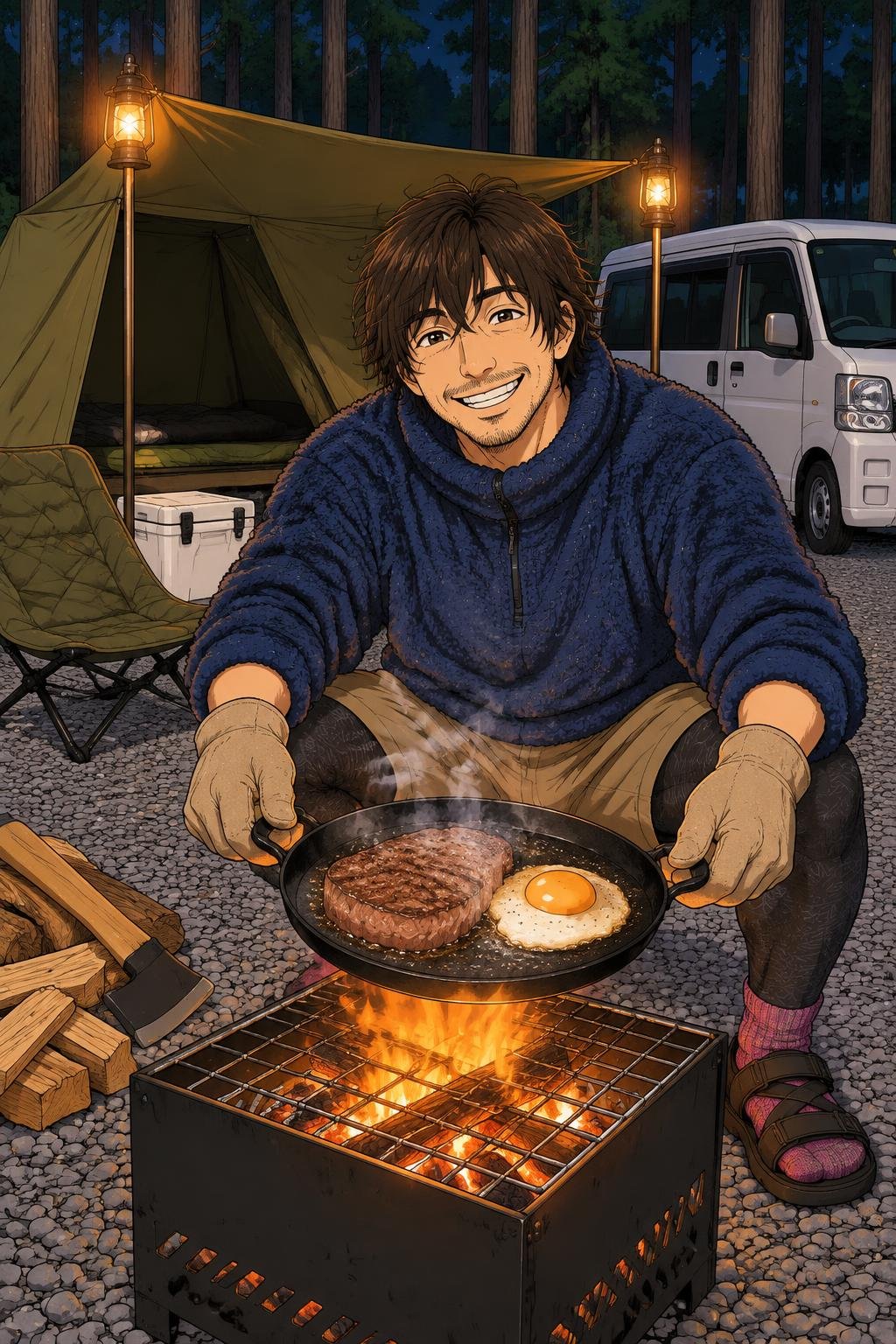 JIKABI JAPAN マルチグリドル 19cm で肉を焼いた。ソロ専用の鉄板は焦げ付かない